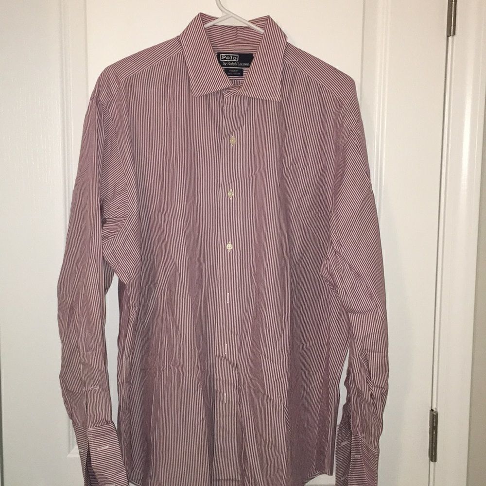 Red French Cuff Philip Polo Ralph Lauren Shirt L